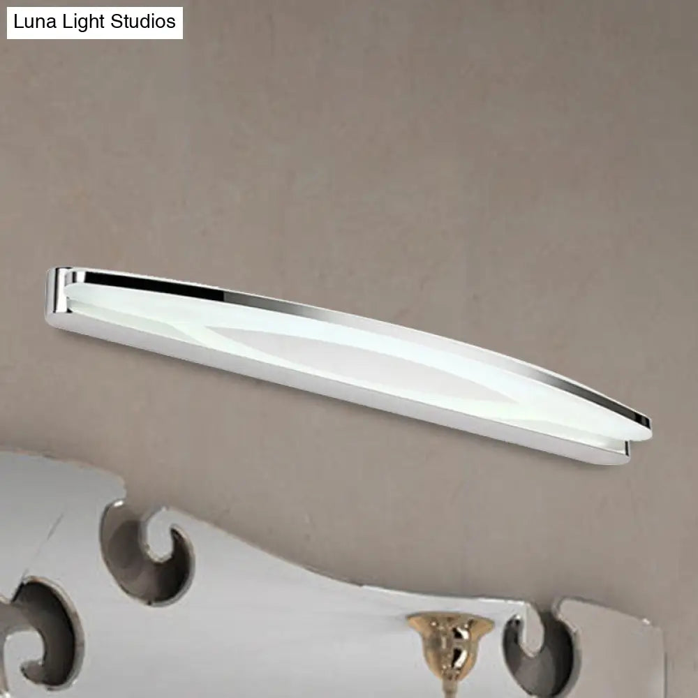 Sleek Modern Metal Vanity Lighting: Oval Shade Led Wall Light Sconce In Chrome 15/21 Dia Warm/White