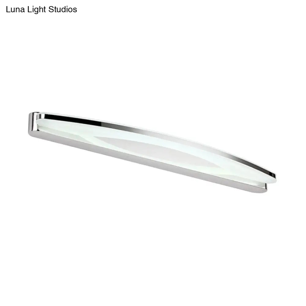 Sleek Modern Metal Vanity Lighting: Oval Shade Led Wall Light Sconce In Chrome 15/21 Dia Warm/White