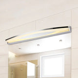 Sleek Modern Metal Vanity Lighting: Oval Shade Led Wall Light Sconce In Chrome 15/21 Dia Warm/White