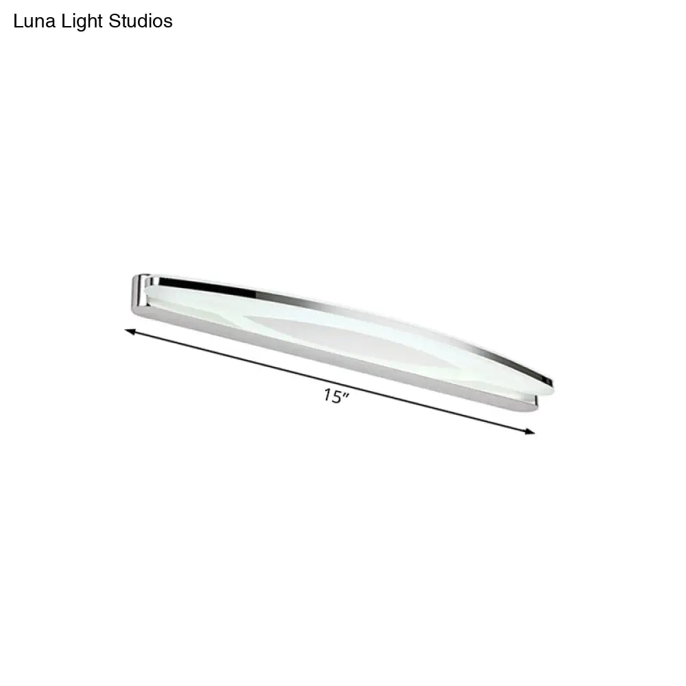 Sleek Modern Metal Vanity Lighting: Oval Shade Led Wall Light Sconce In Chrome 15/21 Dia Warm/White