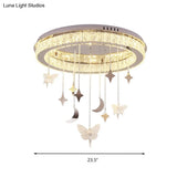 Sleek Nickel Circular Ceiling Light Fixture: Simple Style With K9 Crystal Led Flush Mount