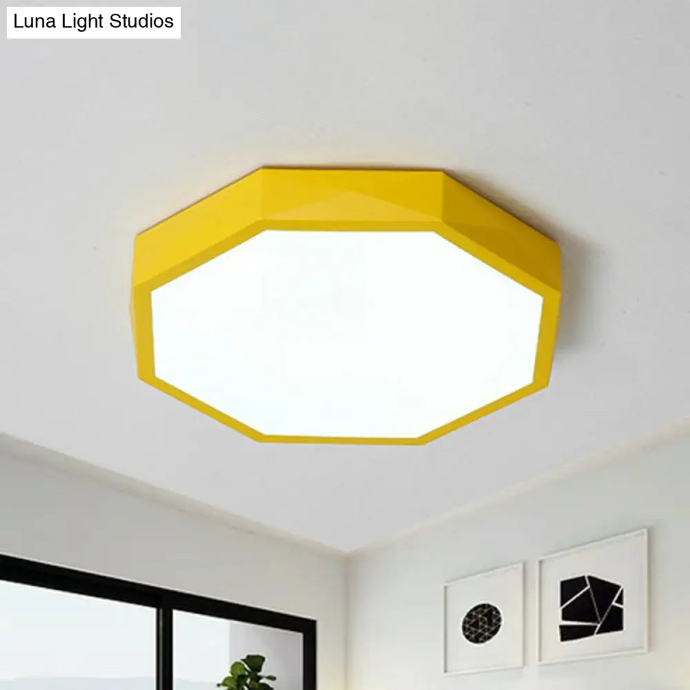 Sleek Octagon Led Flush Mount Lighting Fixture For Bedrooms Yellow / Small Warm