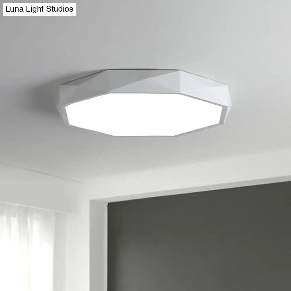 Sleek Octagonal Metallic Led Flush Mount Ceiling Light - Modern Minimalist Design For Your Bedroom