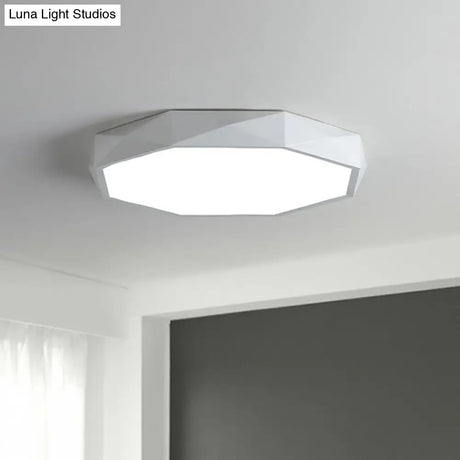 Sleek Octagonal Metallic Led Flush Mount Ceiling Light - Modern Minimalist Design For Your Bedroom