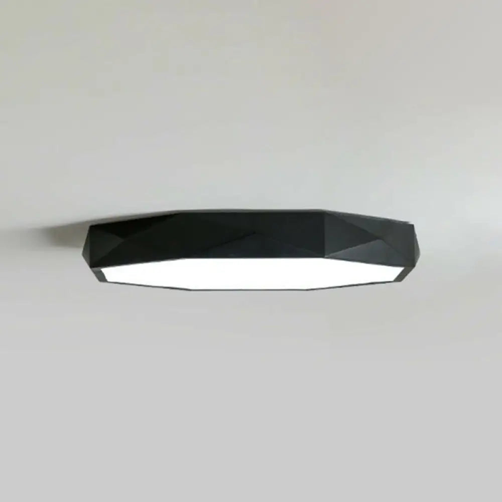 Sleek Octagonal Metallic Led Flush Mount Ceiling Light - Modern Minimalist Design For Your Bedroom