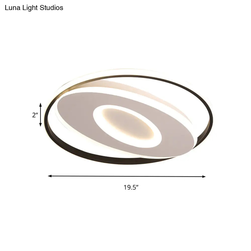 Sleek Oval Flush Light With Orbit Design Simple Acrylic Led Ceiling Lighting For Bedroom Warm/White