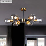 Sleek Postmodern 6-Light Glass Brass Ceiling Lamp For Dining Table