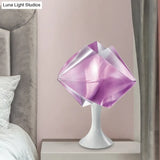 Sleek Purple/Yellow Roll Nightstand Light With Simple Style - 1 Bulb Iron Night Table Lighting &