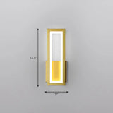 Sleek Rectangle Led Wall Sconce Minimalist Metal Foyer Mount Light Gold / 5 White