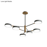 Sleek Rotatable Metal Branch Led Chandelier With Round Acrylic Shade - Modern Hanging Lamp Design