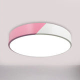 Sleek Round Flush Mount Nordic Design Ceiling Lamp With Acrylic Shade For Dining Room Pink / Third