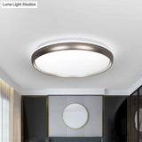 Sleek Round Led Ceiling Lamp - Modern Metallic Dark Brown/Copper/Dark Gold Flush Mount Lighting For