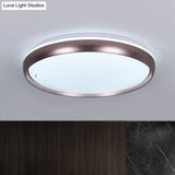 Sleek Round Led Ceiling Lamp - Modern Metallic Dark Brown/Copper/Dark Gold Flush Mount Lighting For