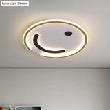 Sleek Round Led Flushmount Lamp In Black/Gold Or White/Warm Light For Bedroom Ceiling