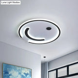 Sleek Round Led Flushmount Lamp In Black/Gold Or White/Warm Light For Bedroom Ceiling