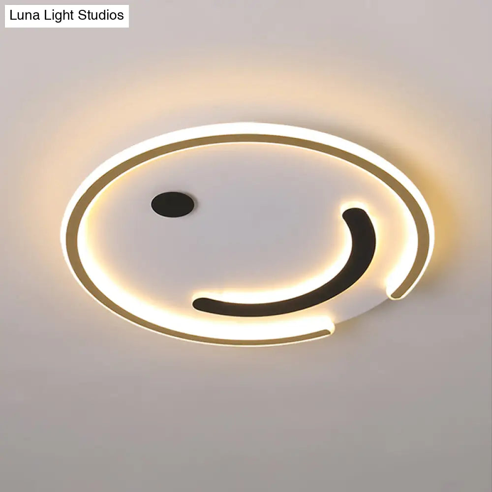 Sleek Round Led Flushmount Lamp In Black/Gold Or White/Warm Light For Bedroom Ceiling