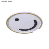 Sleek Round Led Flushmount Lamp In Black/Gold Or White/Warm Light For Bedroom Ceiling