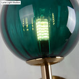 Sleek Round Wall Lighting: Simplicity Glass Bedside Sconce Light With Pencil Arm - Red/Green/Amber