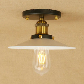 Sleek Saucer Ceiling Light In Black/White For Kitchen - Loft Semi Flush Mount Lighting With 1 Bulb