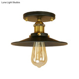 Sleek Saucer Ceiling Light In Black/White For Kitchen - Loft Semi Flush Mount Lighting With 1 Bulb