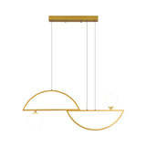 Sleek Semi-Circle Island Light Fixture With Led And Opal Glass Shade For Dining Room