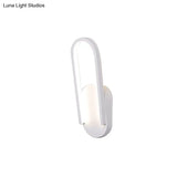 Sleek Semi-Oblong Led Sconce Light In Black/White With Acrylic Shade - Warm/White Illumination