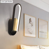 Sleek Semi-Oblong Led Sconce Light In Black/White With Acrylic Shade - Warm/White Illumination