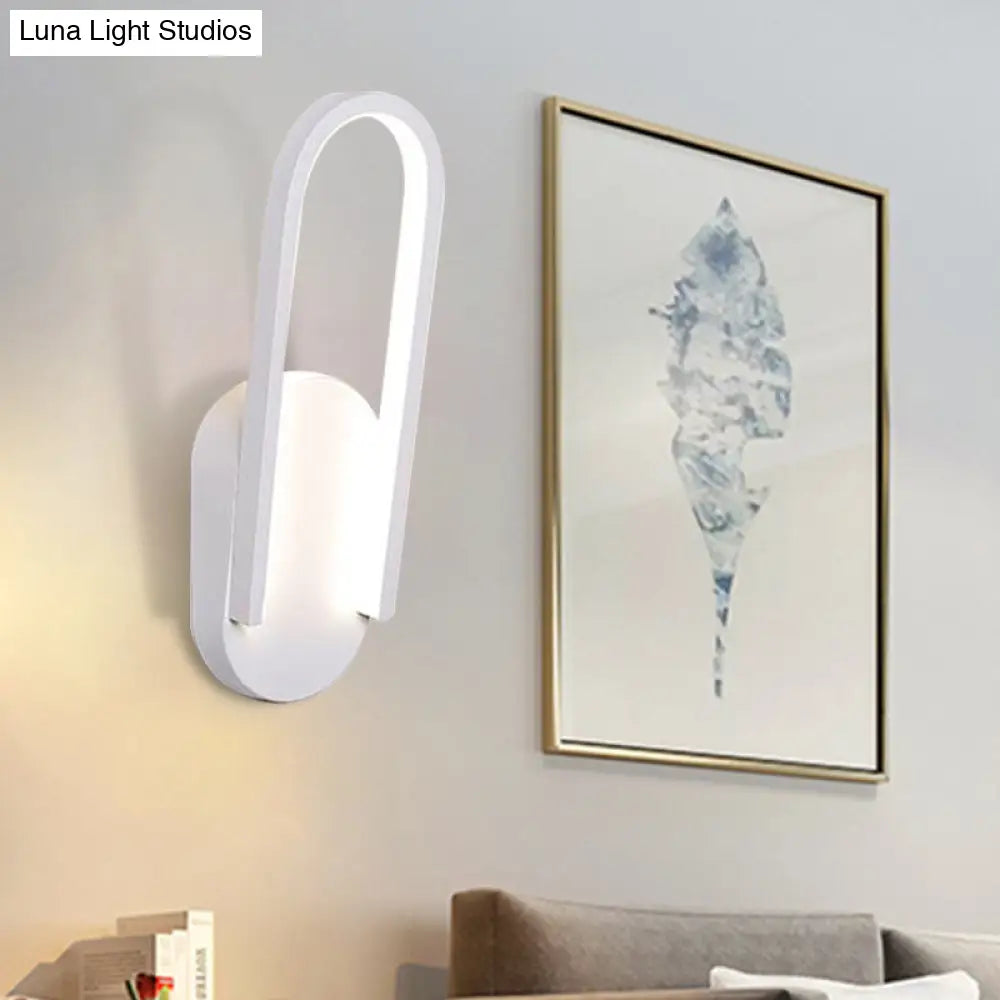 Sleek Semi-Oblong Led Sconce Light In Black/White With Acrylic Shade - Warm/White Illumination