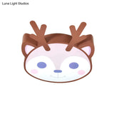 Sleek Sika Deer Flush Mount Ceiling Light - Perfect For Child’s Bedroom Brown