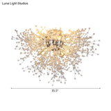 Sleek Silver Firework Semi Mount Lighting - Modern 22’/23.5’ W 8/12/16 Lights Metal Ceiling