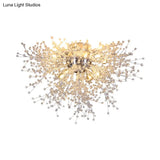Sleek Silver Firework Semi Mount Lighting - Modern 22’/23.5’ W 8/12/16 Lights Metal Ceiling