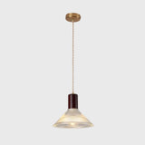 Sleek Single-Bulb Hanging Lamp With Ribbed Glass Shade: Elegant Pendant Light For Bedrooms Brown /