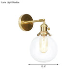 Sleek Spherical Wall Sconce With Clear Glass Shade - Industrial Porch Lamp