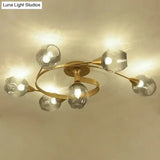 Sleek Spiral Design Dimpled Glass Ceiling Flush
