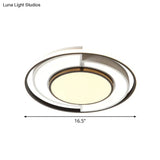 Sleek Spliced Round Thin Ceiling Lamp: Acrylic 16.5/20.5 Inches Wide Led Flush Mount Light In Black