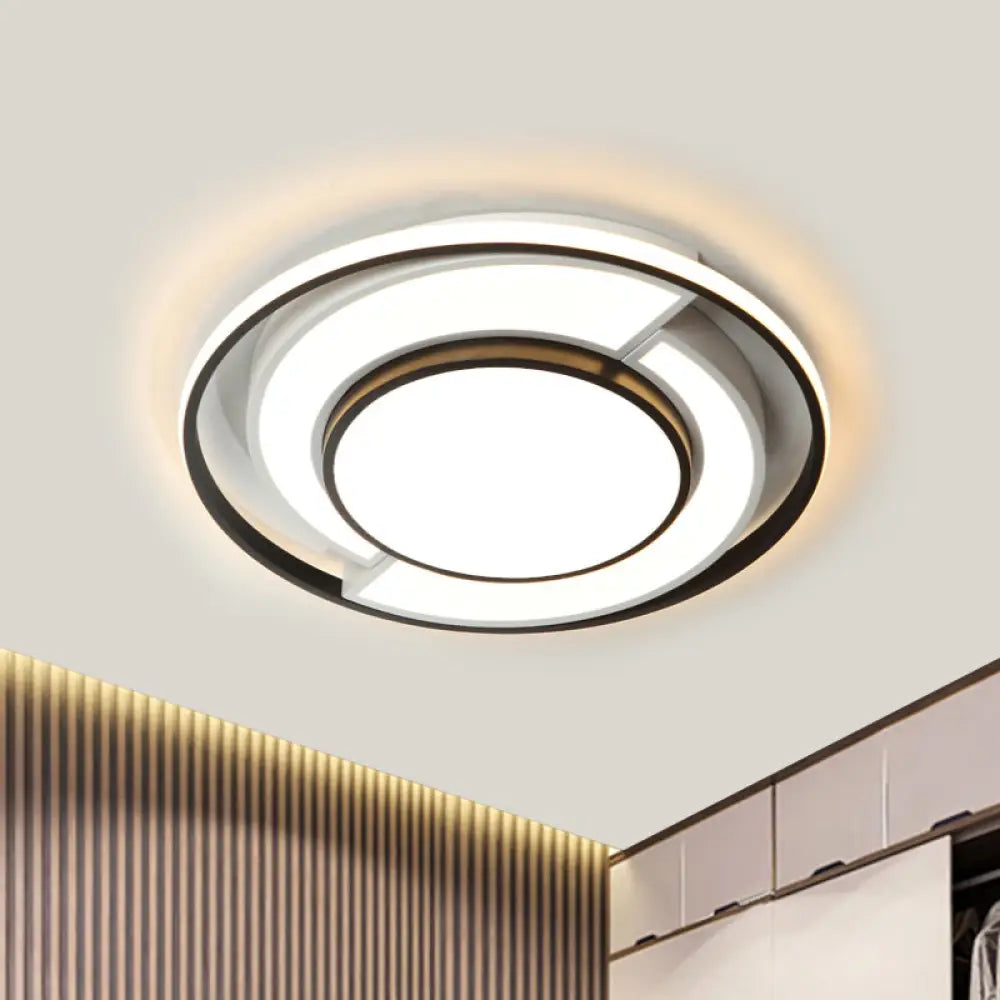 Sleek Spliced Round Thin Ceiling Lamp: Acrylic 16.5/20.5 Inches Wide Led Flush Mount Light In Black