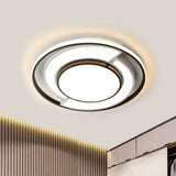 Sleek Spliced Round Thin Ceiling Lamp: Acrylic 16.5/20.5 Inches Wide Led Flush Mount Light In Black