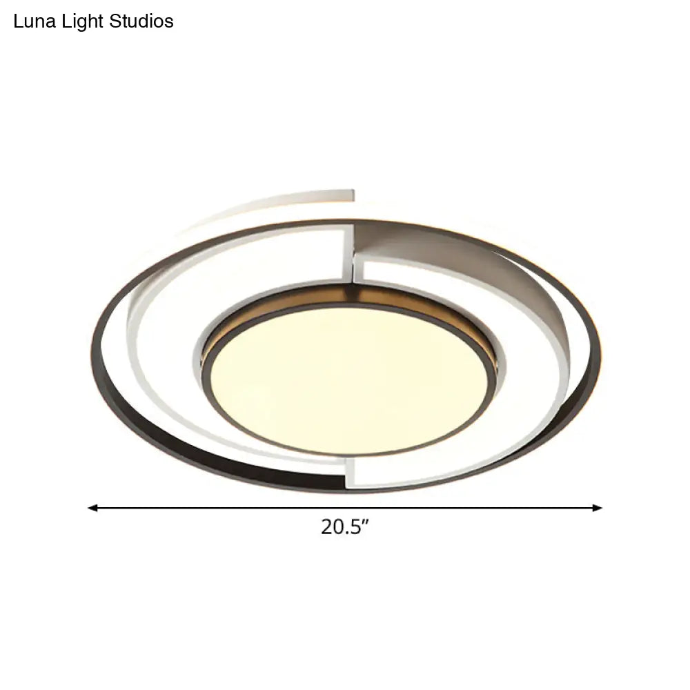 Sleek Spliced Round Thin Ceiling Lamp: Acrylic 16.5/20.5 Inches Wide Led Flush Mount Light In Black