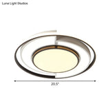 Sleek Spliced Round Thin Ceiling Lamp: Acrylic 16.5/20.5 Inches Wide Led Flush Mount Light In Black