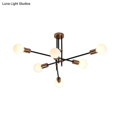 Sleek Sputnik Chandelier - Opal Glass 6 Lights For Modern Living Room Lighting