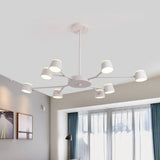 Sleek Sputnik Pendant Light Fixture - Modern Metal Chandelier With 8 Heads For Bedroom White