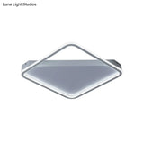 Sleek Square Hoop Ceiling Flush Led Lighting For Bedroom - 16.5’/22’ Wide Iron Mount With