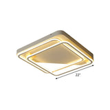 Sleek Square Hoop Ceiling Flush Led Lighting For Bedroom - 16.5/22 Wide Iron Mount With Warm/White