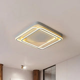 Sleek Square Hoop Ceiling Flush Led Lighting For Bedroom - 16.5’/22’ Wide Iron Mount With