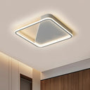 Sleek Square Hoop Ceiling Flush Led Lighting For Bedroom - 16.5’/22’ Wide Iron Mount With