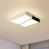 Sleek Square Led Flush Mount Ceiling Light For Modern Bedrooms - Black And White Black - White /