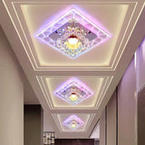 Sleek Square Led Flush Mount Crystal Ceiling Light – Clear Corridor Fixture / 3W Multi Color