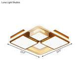 Sleek Square/Rectangle Ceiling Flushmount Led Light Fixture In Black And White Warm/White