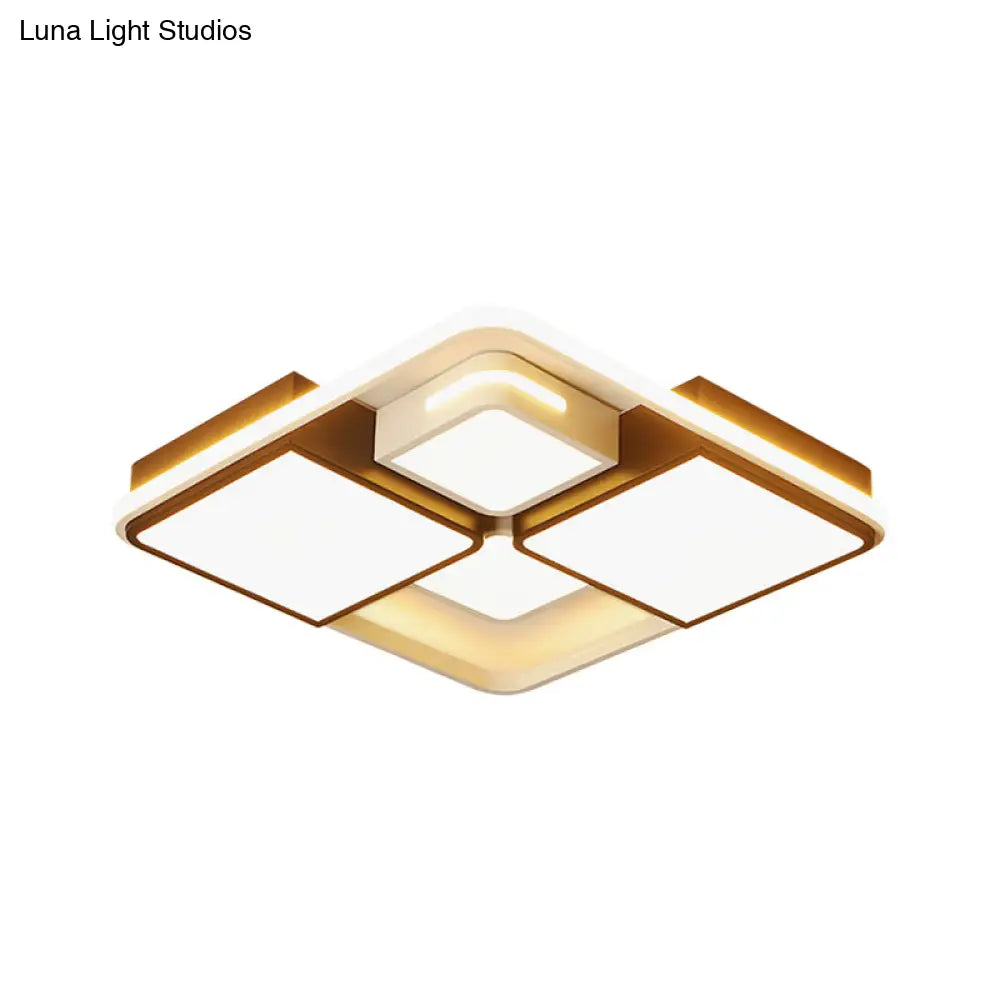 Sleek Square/Rectangle Ceiling Flushmount Led Light Fixture In Black And White Warm/White