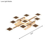 Sleek Square Semi - Flush Mount Acrylic Ceiling Light Fixture - 31.5’/35.5’ Wide Brown 9/12